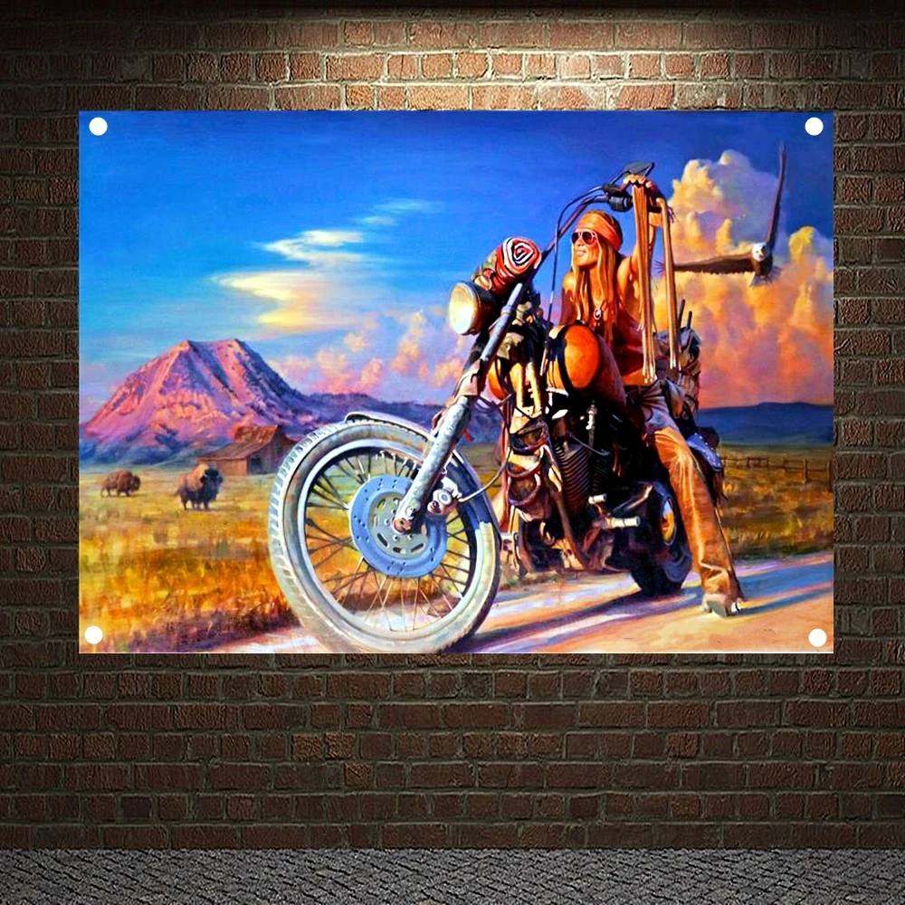 Auto Repair Shop In - Eagle Easy Rider Vintage Decor Banner